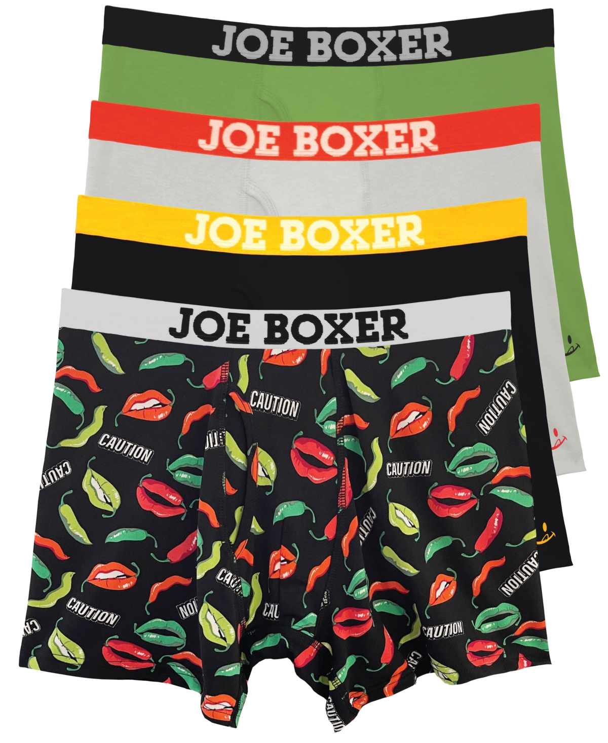 JOE BOXER MEN'S CAUTION PEPPER LIPS PERFORMANCE BOXER BRIEFS, SET OF 4