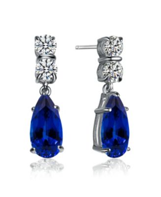 Sterling Silver Cubic Zirconia Long Narrow Teardrop Earrings