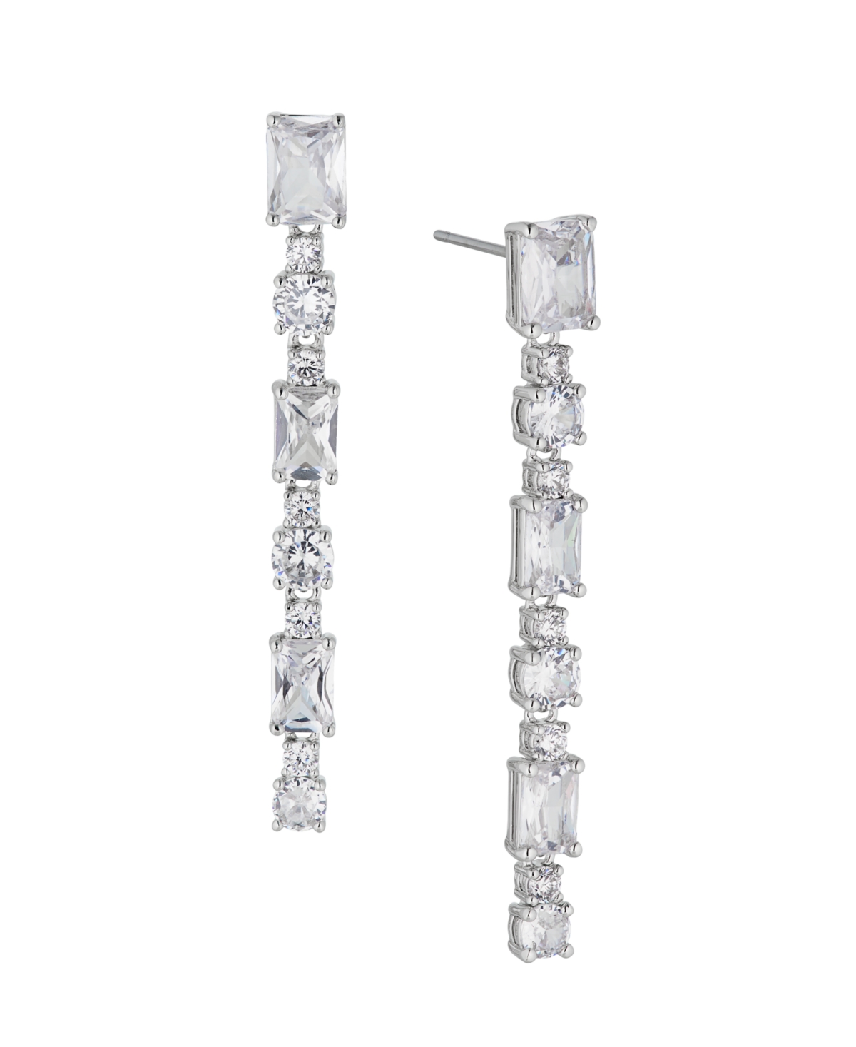 Cubic Zirconia Linear Earring - Silver