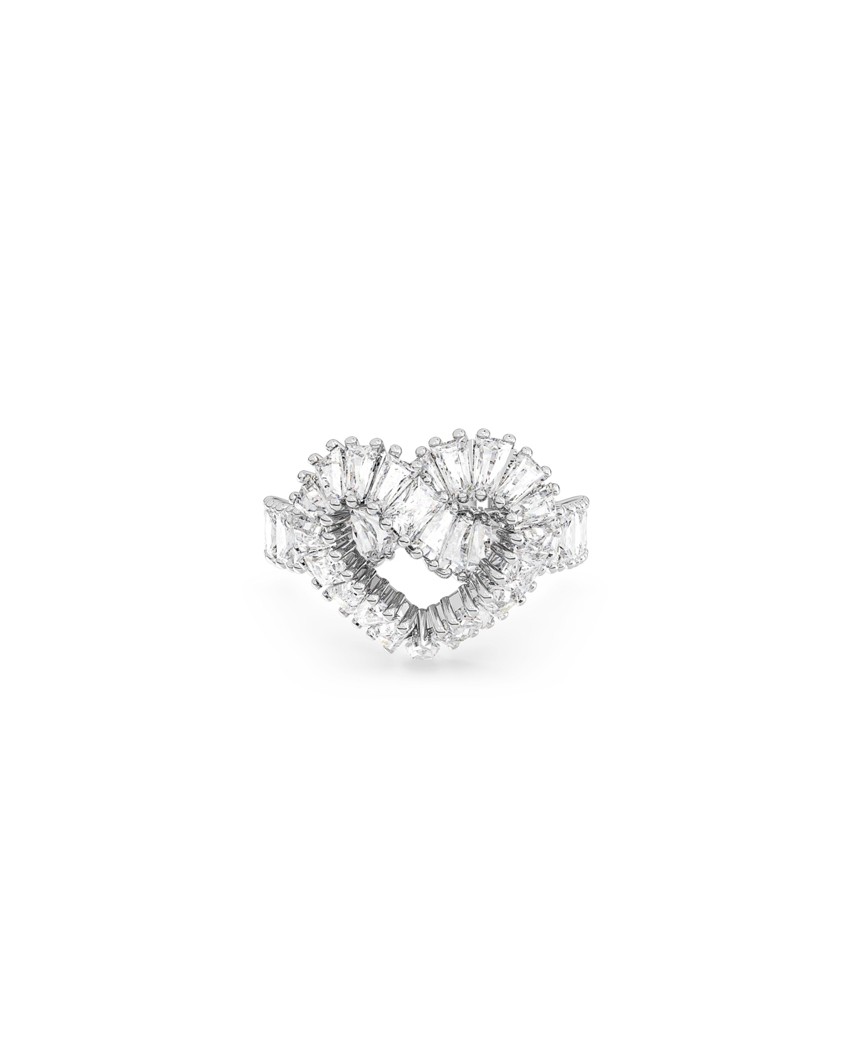 Shop Swarovski Crystal Heart, White Matrix Cocktail Ring In Silver