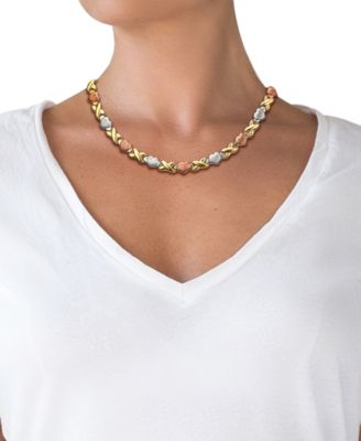 Hearts & Kisses 17" Statement Necklace in 18k Tricolor Gold-Plated Sterling Silver, Created for Macy's (Also in Gold Over Silver and Sterling Silver)