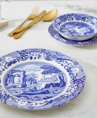 Blue Italian Dinner Plates, Set of 4