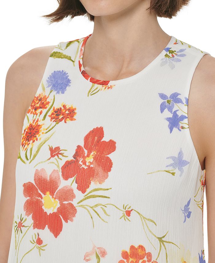 Calvin Klein Petite Floral Chiffon Sleeveless Dress Macy's