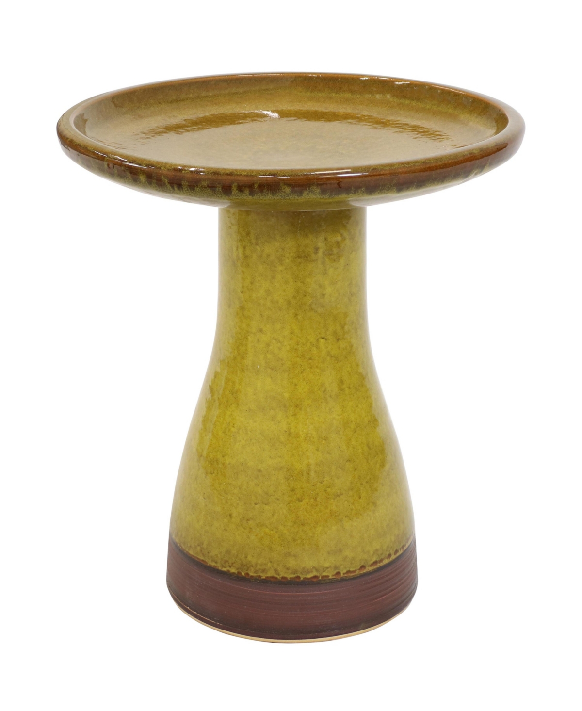 Duo-Tone Glazed Ceramic Bird Bath - 20.5 in - Cognac Yellow - Dark yellow