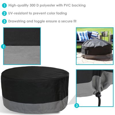 Outdoor Heavy-Duty Weather-Resistant 300D Polyester Round Fire Pit Cover