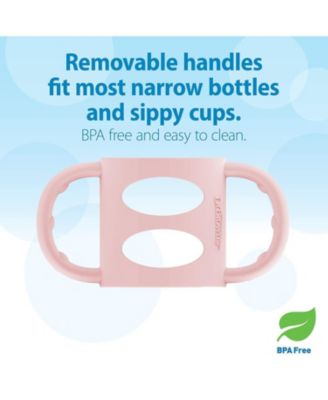 Baby Narrow Sippy Baby Bottle with 100% Silicone Handles, 8oz, Pink