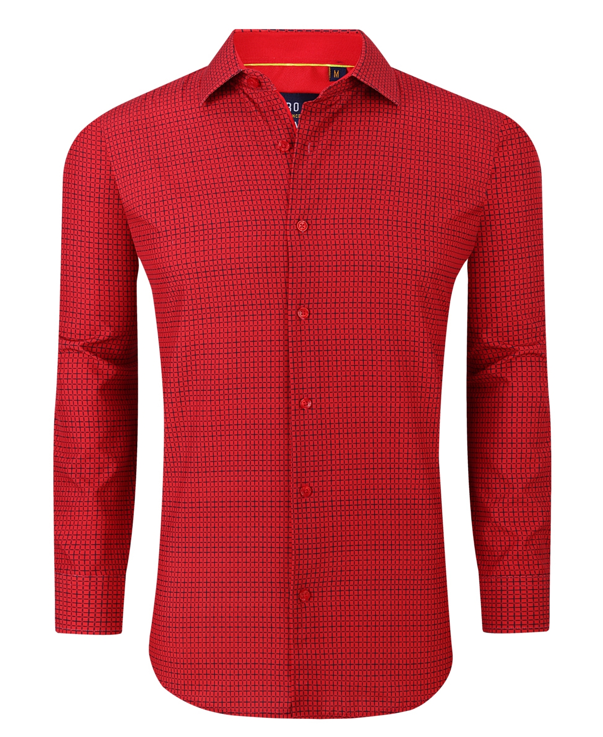 Shop Azaro Uomo Men's Plaid Four-way Stretch Button Down Slim Fit Shirt In Red Plaid