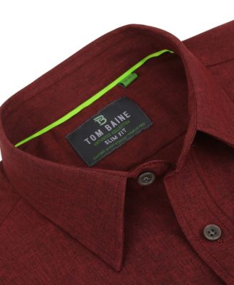 Men's Slim Fit Performance Long Sleeve Solid Button Down Dress Shirt