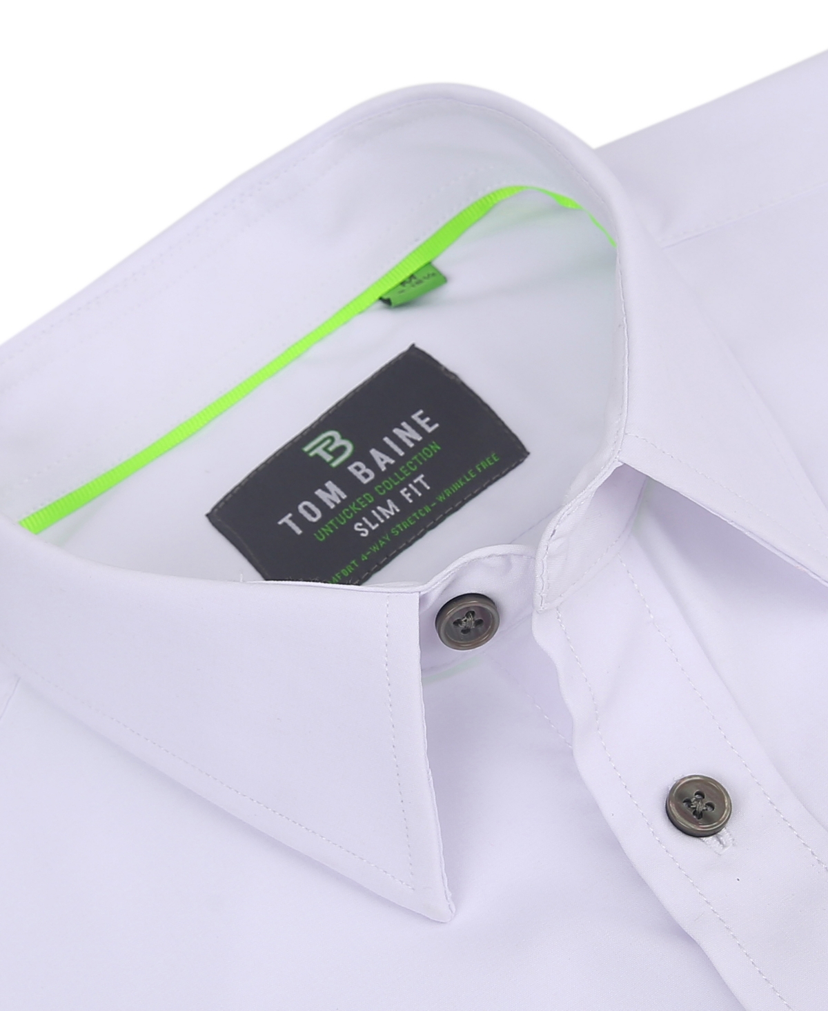 Tom Baine Men's Slim Fit Performance Long Sleeve Solid Button Down Dress Shirt