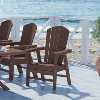 Outdoor Patio Shell-back Adirondack Dining Chair All Weather