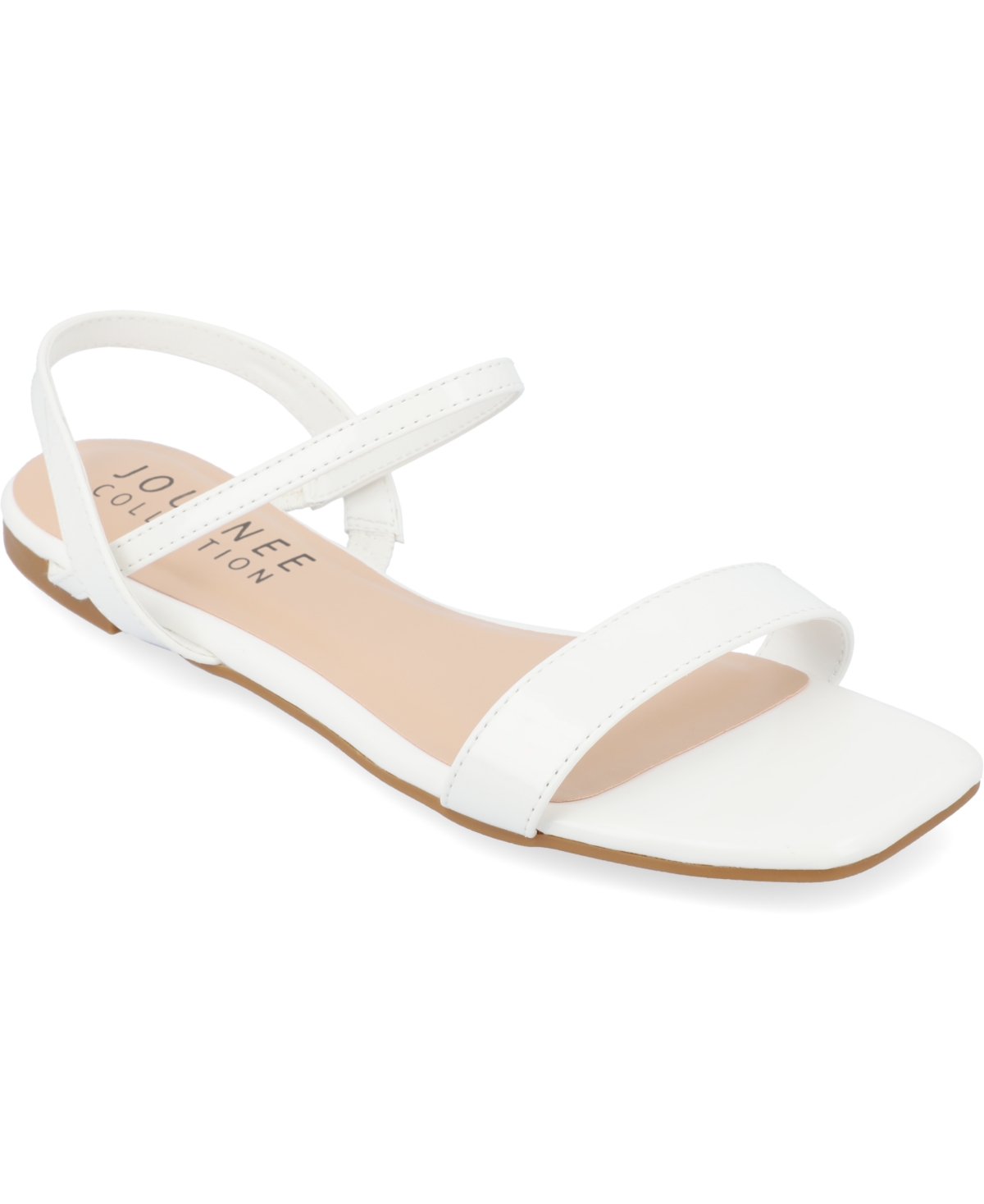 Journee Collection Crishell Snake-embossed Flat Sandal In White