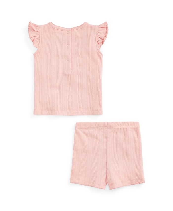 Polo Ralph Lauren Baby Girls Pointelle Top and Shorts, 2 Piece Set Macy's