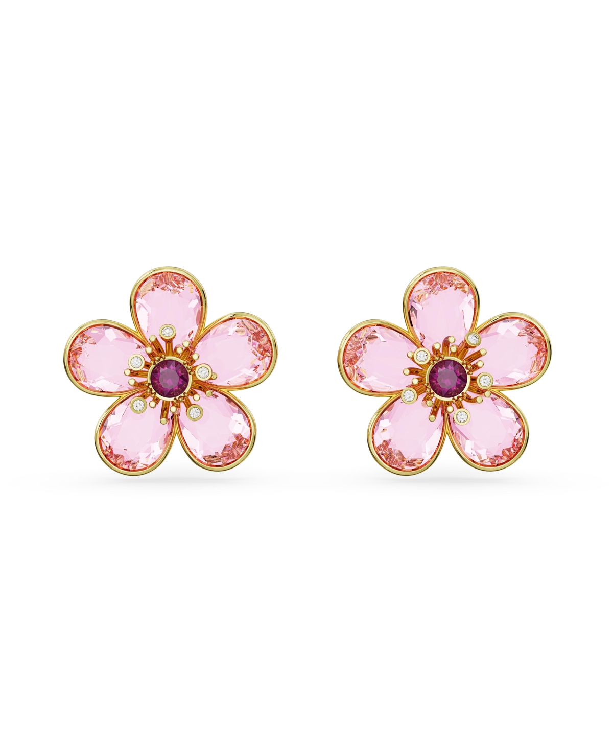 Shop Swarovski Crystal Flower Florere Stud Earrings In Pink
