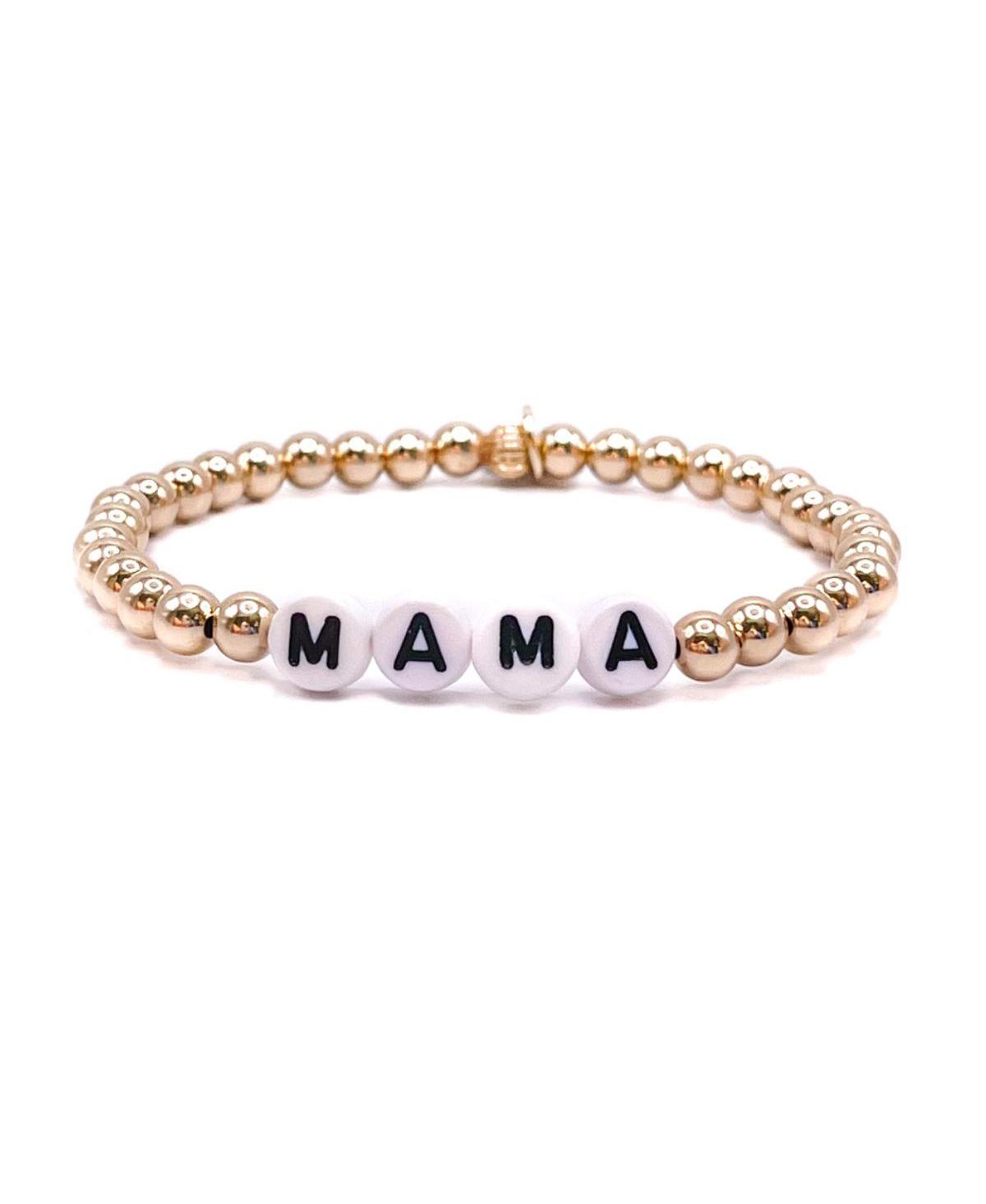 Non-Tarnishing Gold filled, 5mm Gold Ball "Mama" Stretch Bracelet - Gold