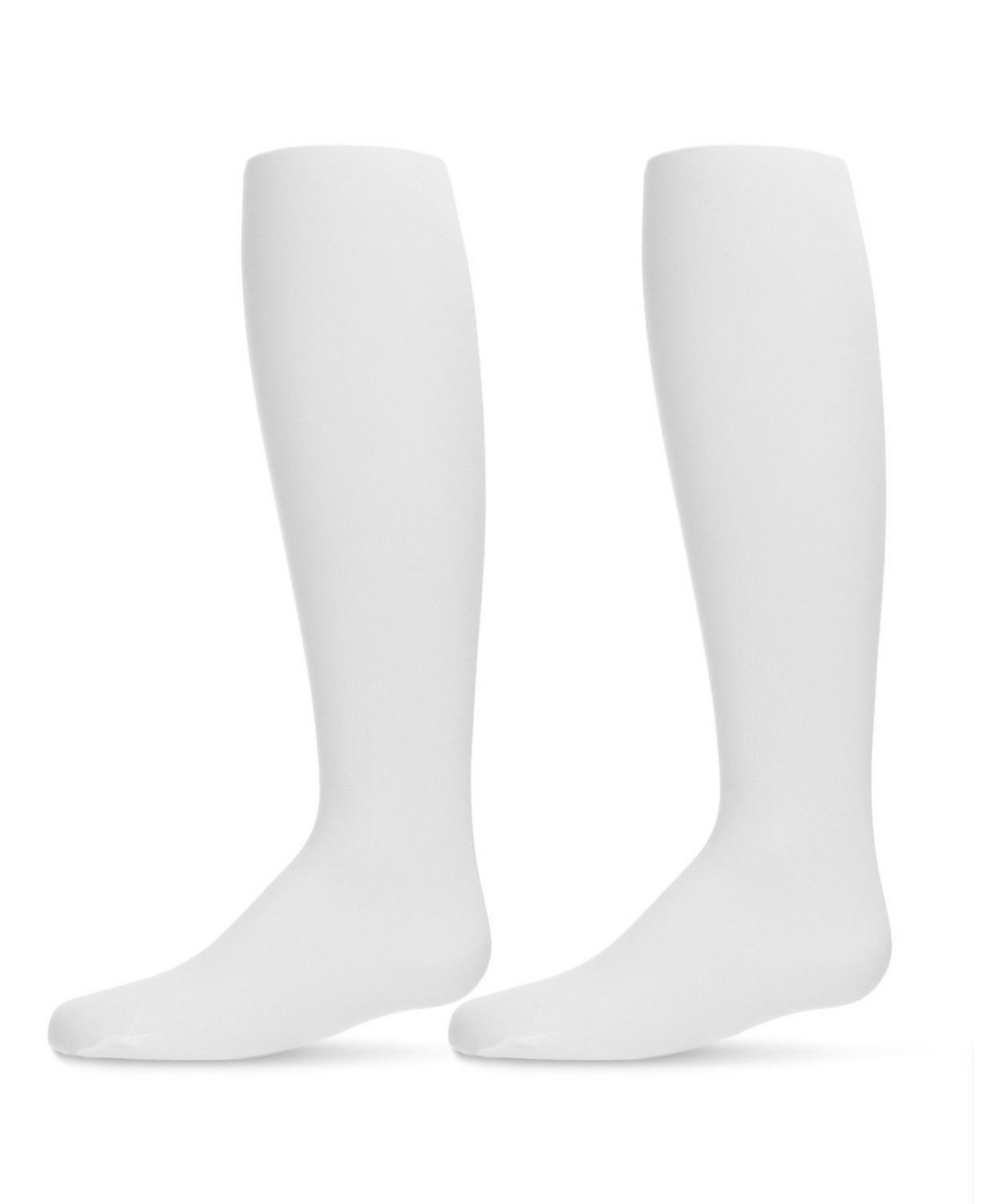 MeMoi Girls 2 Pairs Solid Opaque Microfiber Tights - White-white