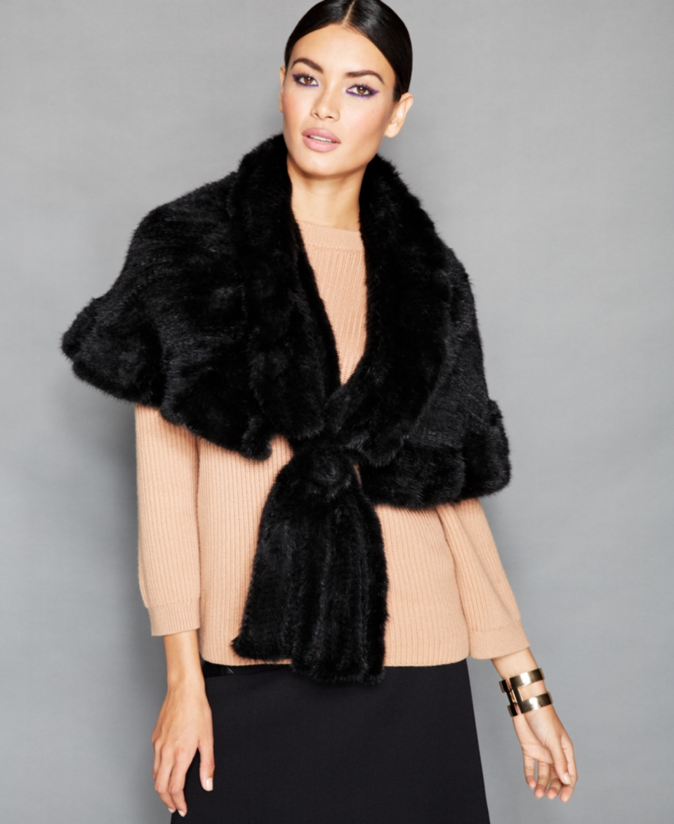 The Fur Vault Mink Fur Ruffled Shawl   The Fur Vault   Women