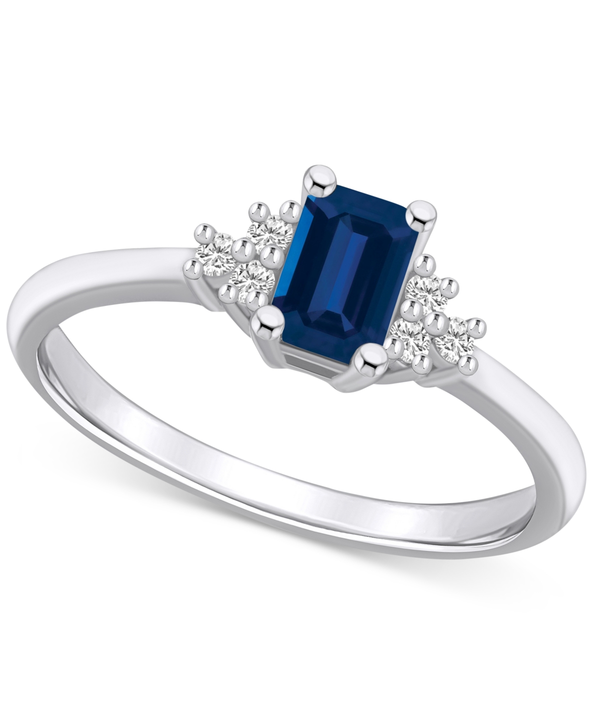 Macy's Sapphire (3/4 Ct. T.w.) & Diamond (1/10 Ct. T.w.) Ring In 14k Gold (also Available In Ruby, Emerald In Sapphire,white Gold