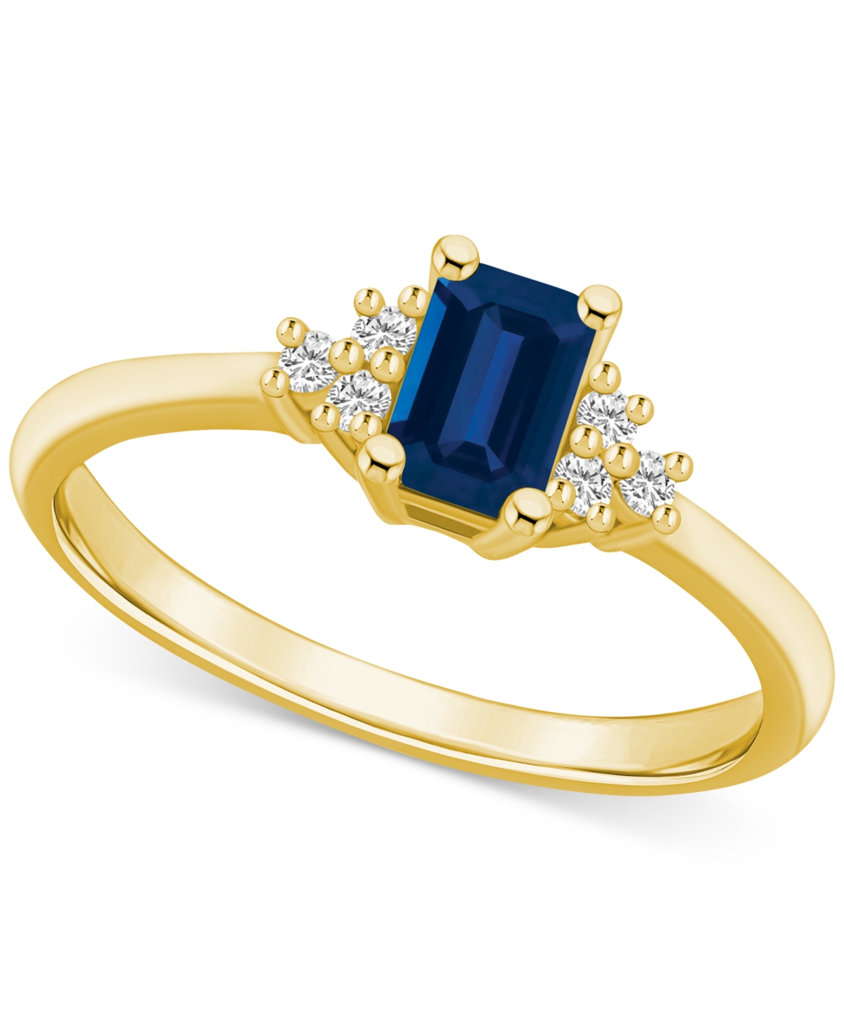 Macy's Sapphire (3/4 Ct. T.w.) & Diamond (1/10 Ct. T.w.) Ring In 14k Gold (also Available In Ruby, Emerald In Sapphire,gold