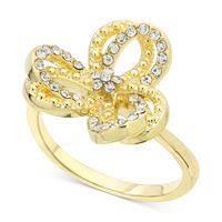 Charter Club Gold-Tone Pave Openwork Flower Ring