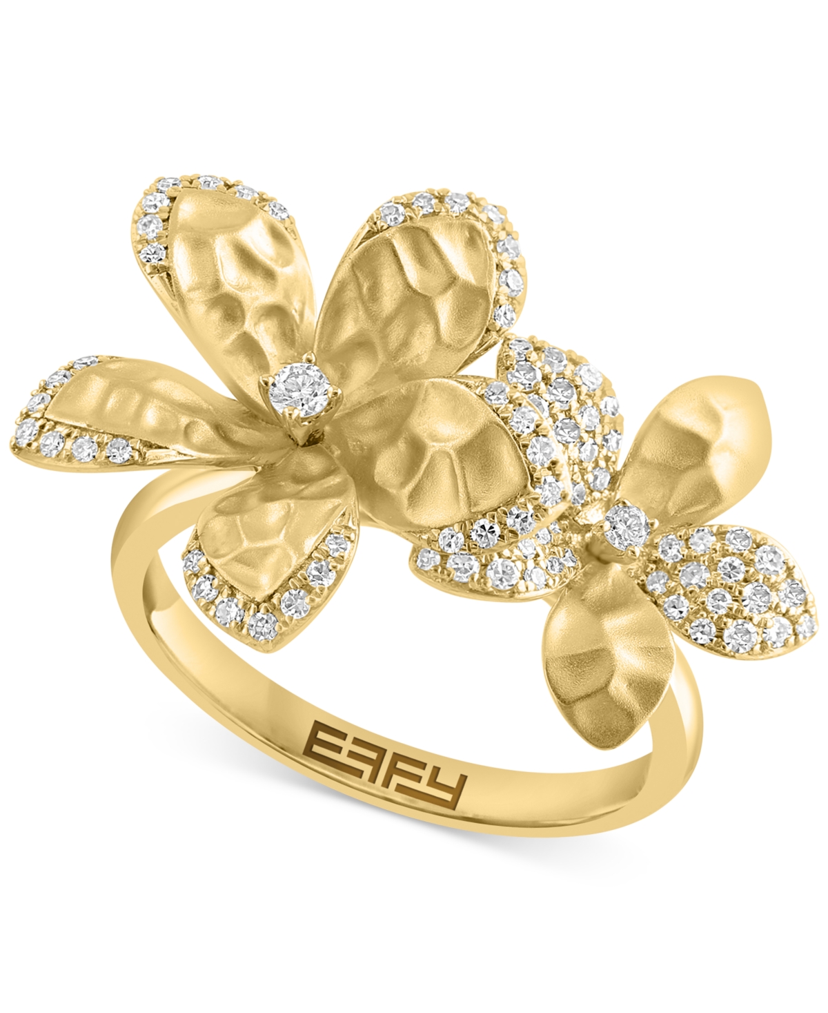 Effy Collection Effy Diamond Textured Flower Statement Ring (1/3 Ct. T.w.) In 14k Gold