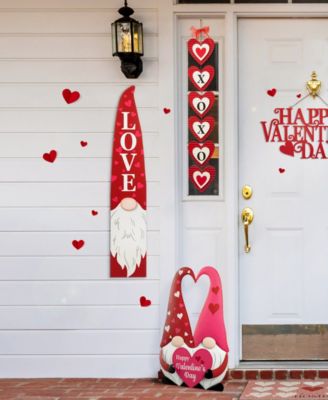 42" H Valentine's Wooden Gnome Porch Decor