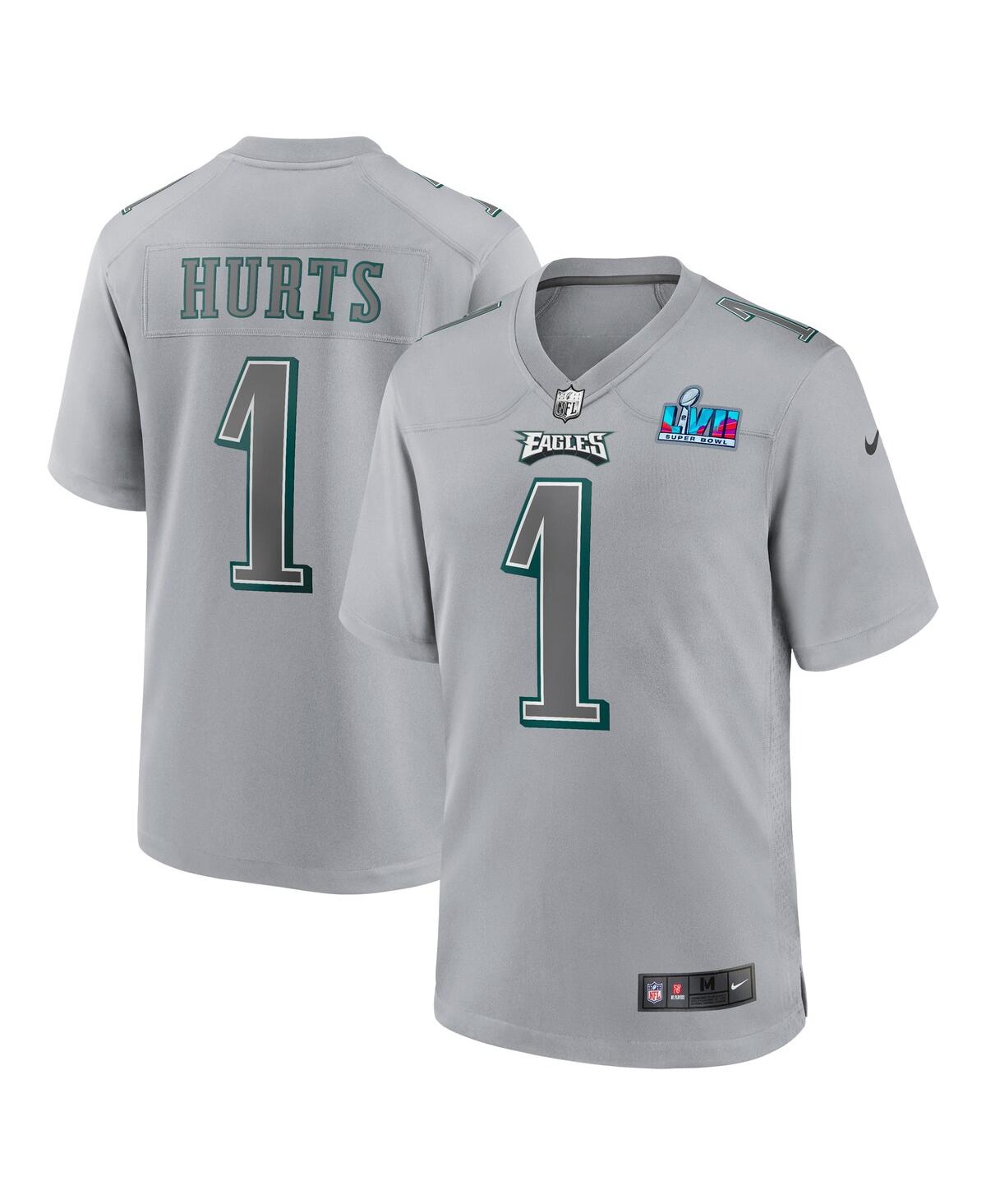 Men's Nike Jalen HurtsPhiladelphia Eagles Super Bowl Lvii Patch Atmosphere Fashion Game Jersey - Gray
