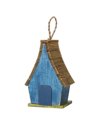 12.5'' H Distressed Solid Wood Birdhouse with 3D Leaves