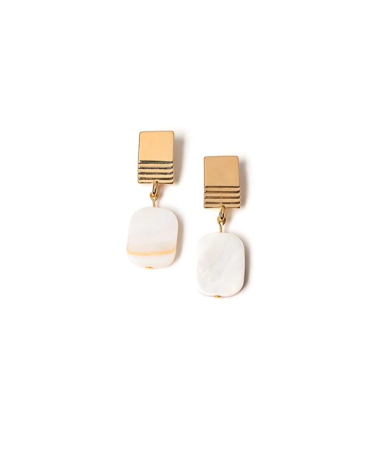 Layered Square + Mother-of-Pearl Earrings - Natural
