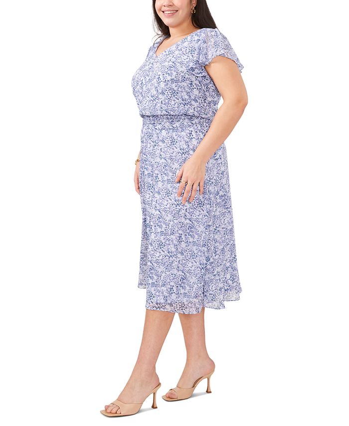 Msk Women's Printed Flutter-Sleeve Smocked-Waist Jumpsuit Size TBD main image 1