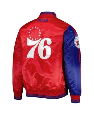 Men's Royal, Red Philadelphia 76ers Fast Break Satin Full-Snap Jacket