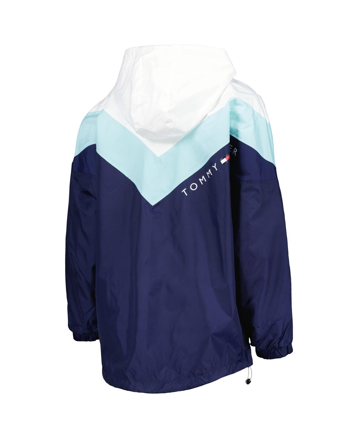Shop Tommy Hilfiger Women's  Blue, Deep Sea Blue Seattle Kraken Staci Half-zip Windbreaker Jacket In Blue,deep Sea Blue