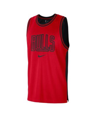 Men's Red, Black Chicago Bulls Courtside Versus Force Split DNA Performance Mesh Tank Top