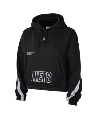 Women's Black Brooklyn Nets Courtside Statement Edition Pullover Hoodie
