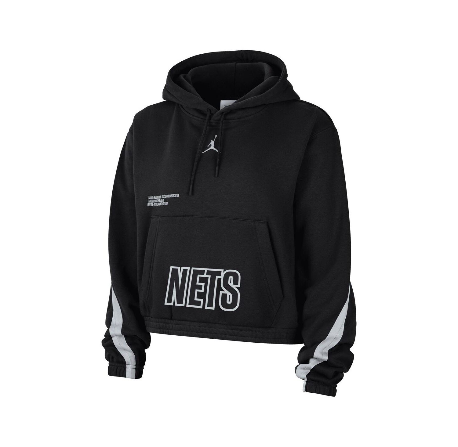 Women's Black Brooklyn Nets Courtside Statement Edition Pullover Hoodie