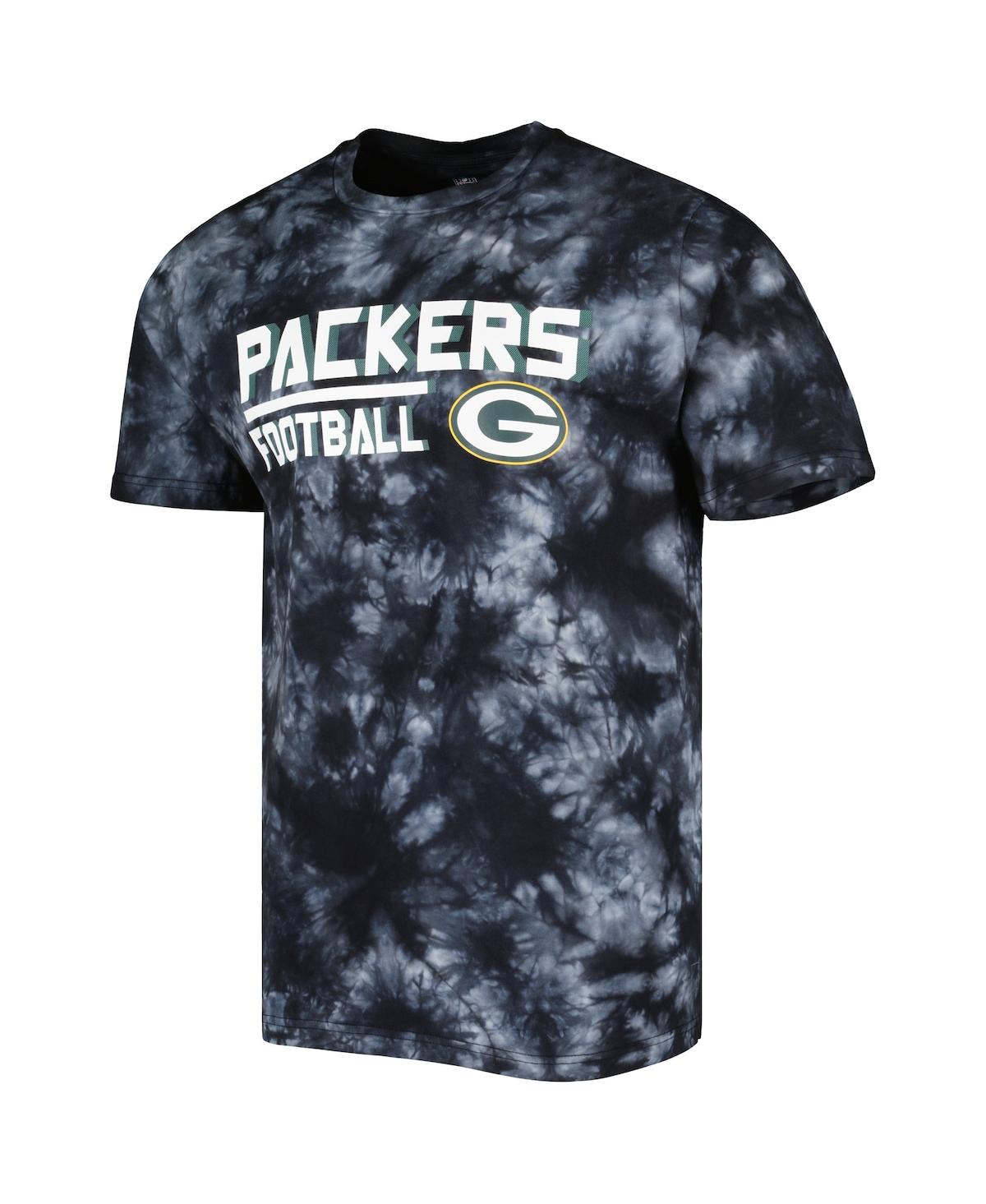 MSX BY MICHAEL STRAHAN MEN'S MSX BY MICHAEL STRAHAN BLACK GREEN BAY PACKERS RECOVERY TIE-DYE T-SHIRT 