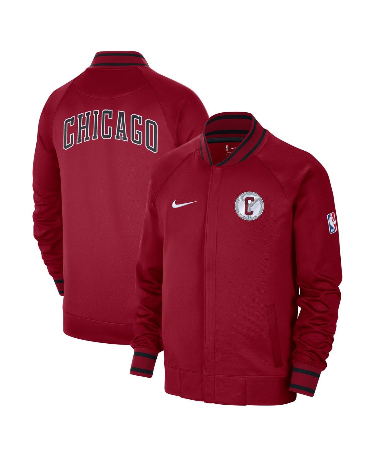 Shop Nike Men's  Red, White Chicago Bulls 2022/23 City Edition Showtime Thermaflex Full-zip Jacket In Red,white