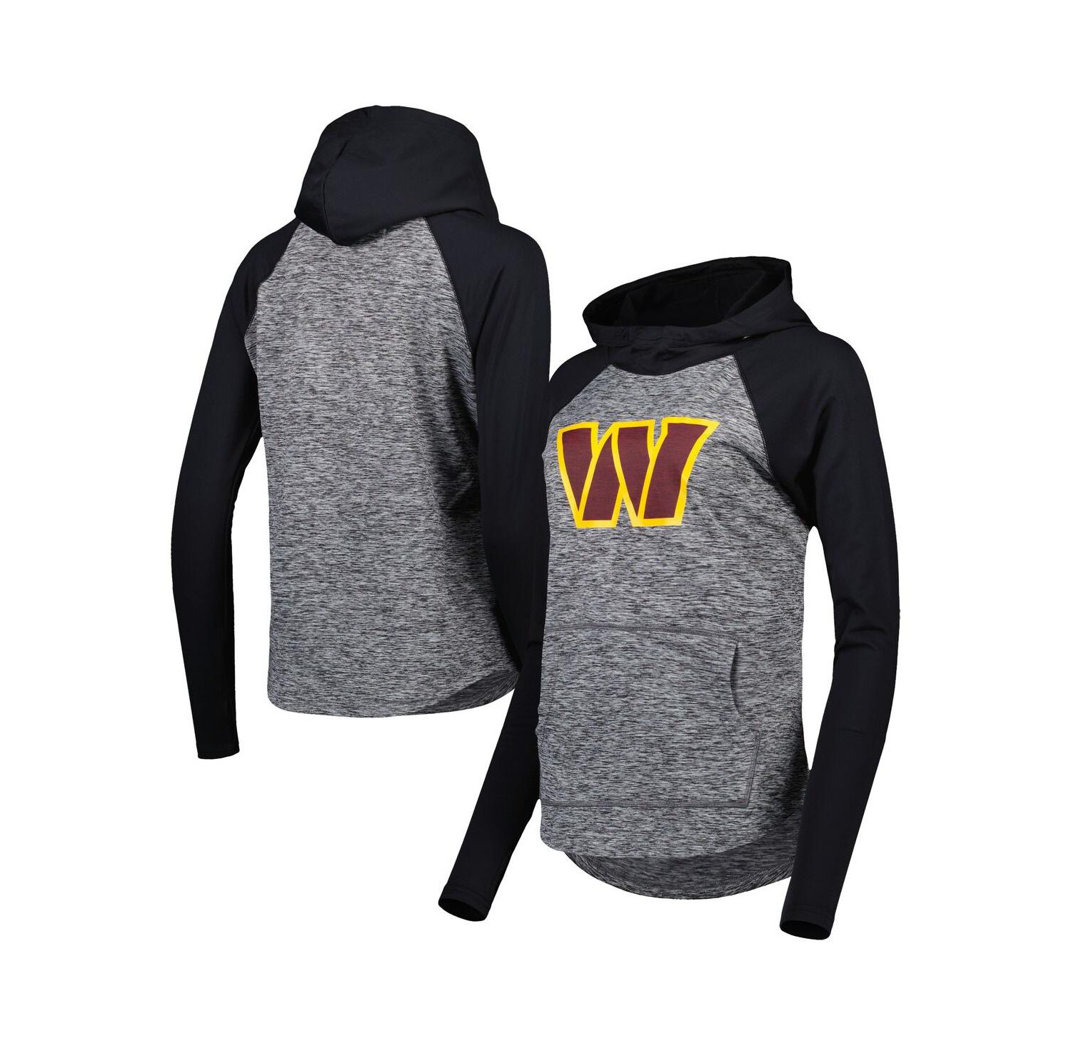 Women's Heathered Gray, Black Washington Commanders Championship Ring Raglan Pullover Hoodie