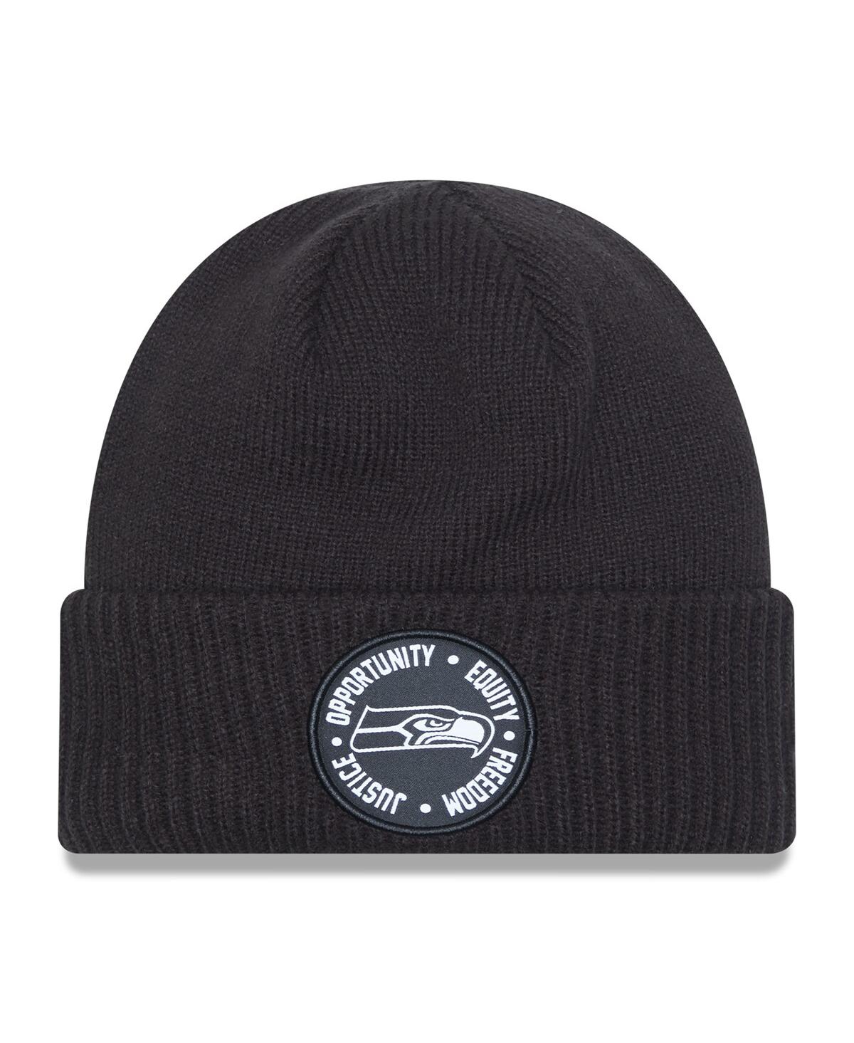 Men's New EraSeattle Seahawks 2022 Inspire Change Cuffed Knit Hat - Black