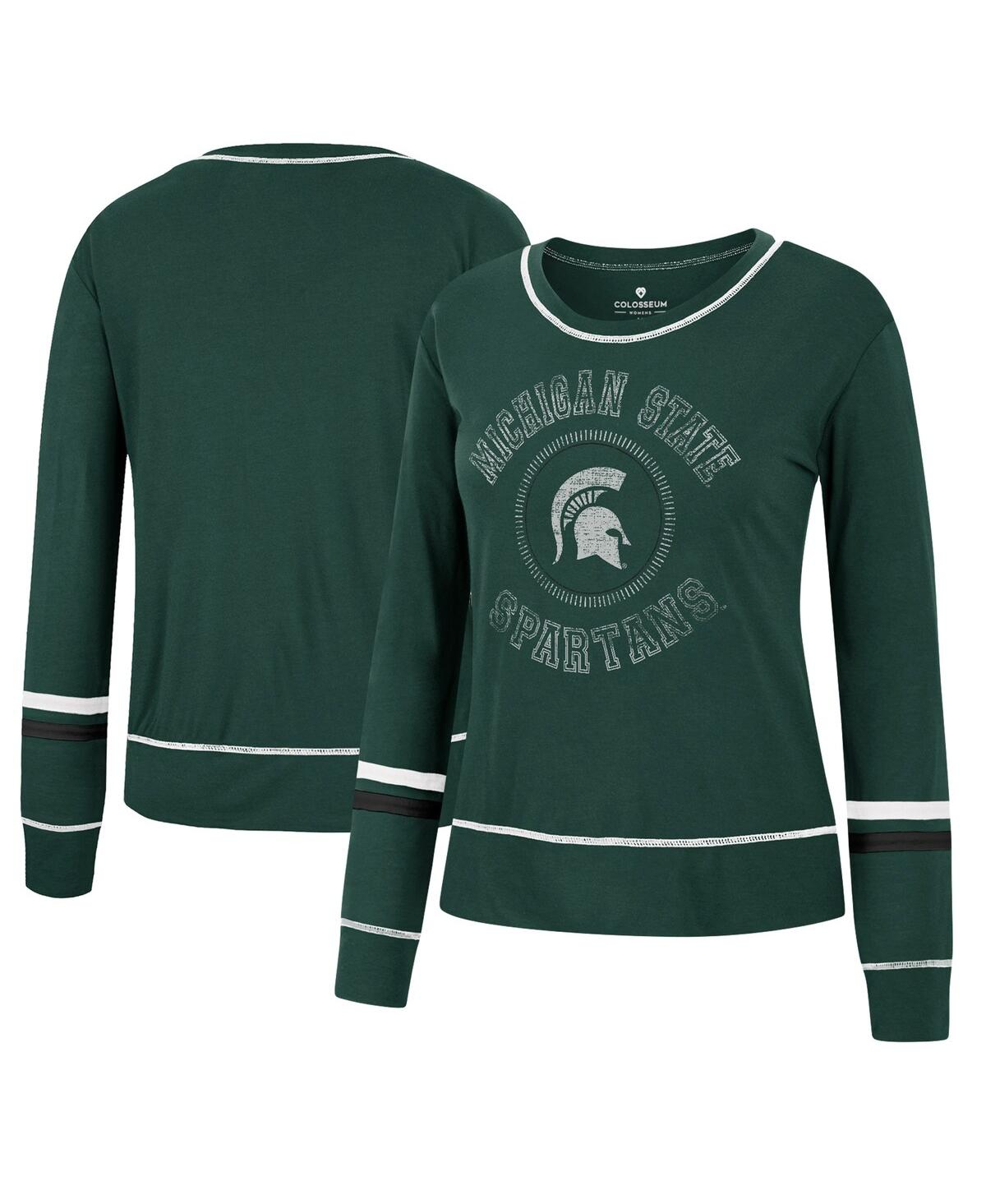 Shop Colosseum Women's  Green Michigan State Spartans Heathrow Super Soft Long Sleeve T-shirt