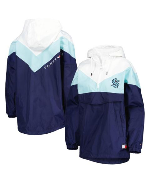Женские куртки Tommy Hilfiger Women's Blue, Deep Sea Blue Seattle Kraken Staci Half-Zip Windbreaker Jacket