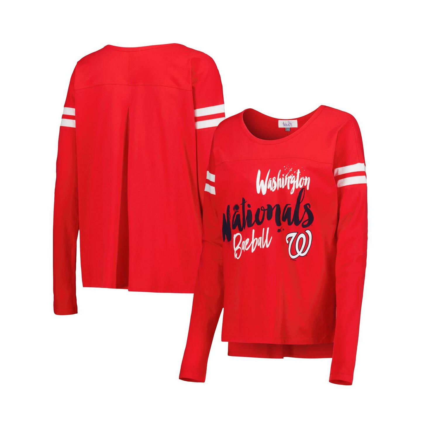 Женская футболка Touch Red Washington Nationals Free Agent Long Sleeve — фото 1