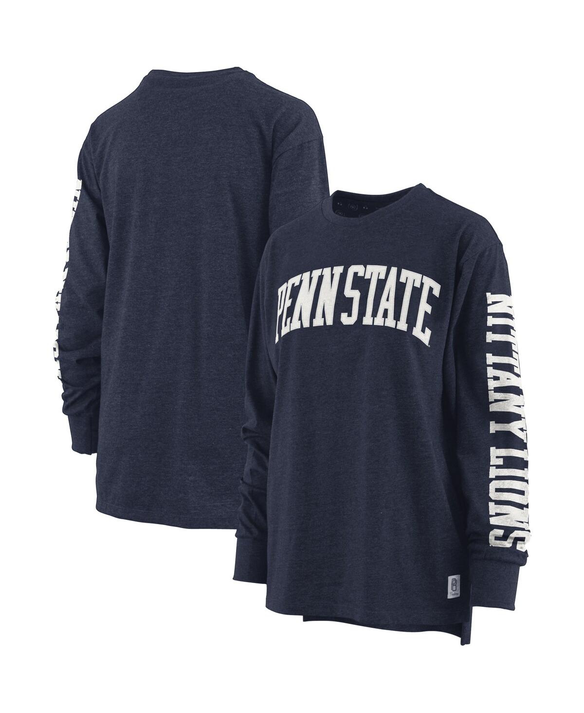 Women's PressboxPenn State Nittany Lions Two-Hit Canyon Long Sleeve T-shirt - Heathered Navy