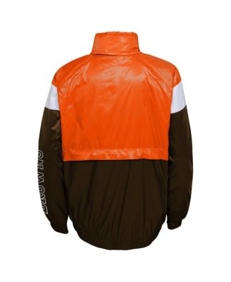 Youth Boys Orange, Brown Cleveland Browns Goal Line Stance Full-Zip Hoodie Windbreaker