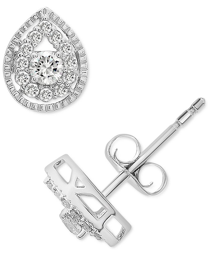 Macy's Diamond Teardrop Stud Earrings (1/4 ct. t.w.) in 14k White Gold