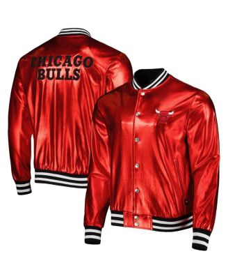 Men's and Women's Red Chicago Bulls Metallic Full-Snap Bomber Jacket