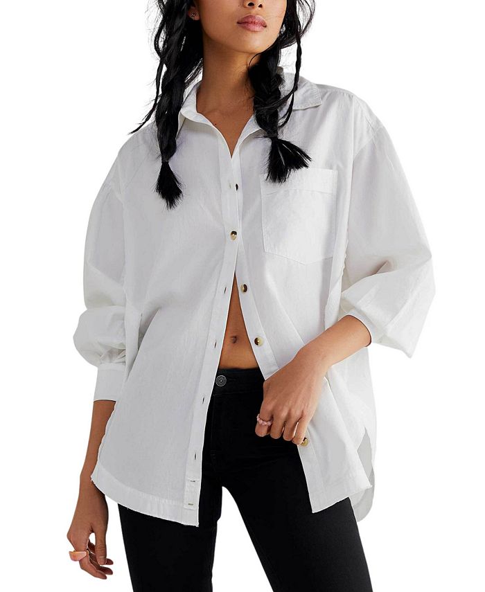 Free People Women's Happy Hour Drop-Shoulder Button-Front Shirt - Macy's