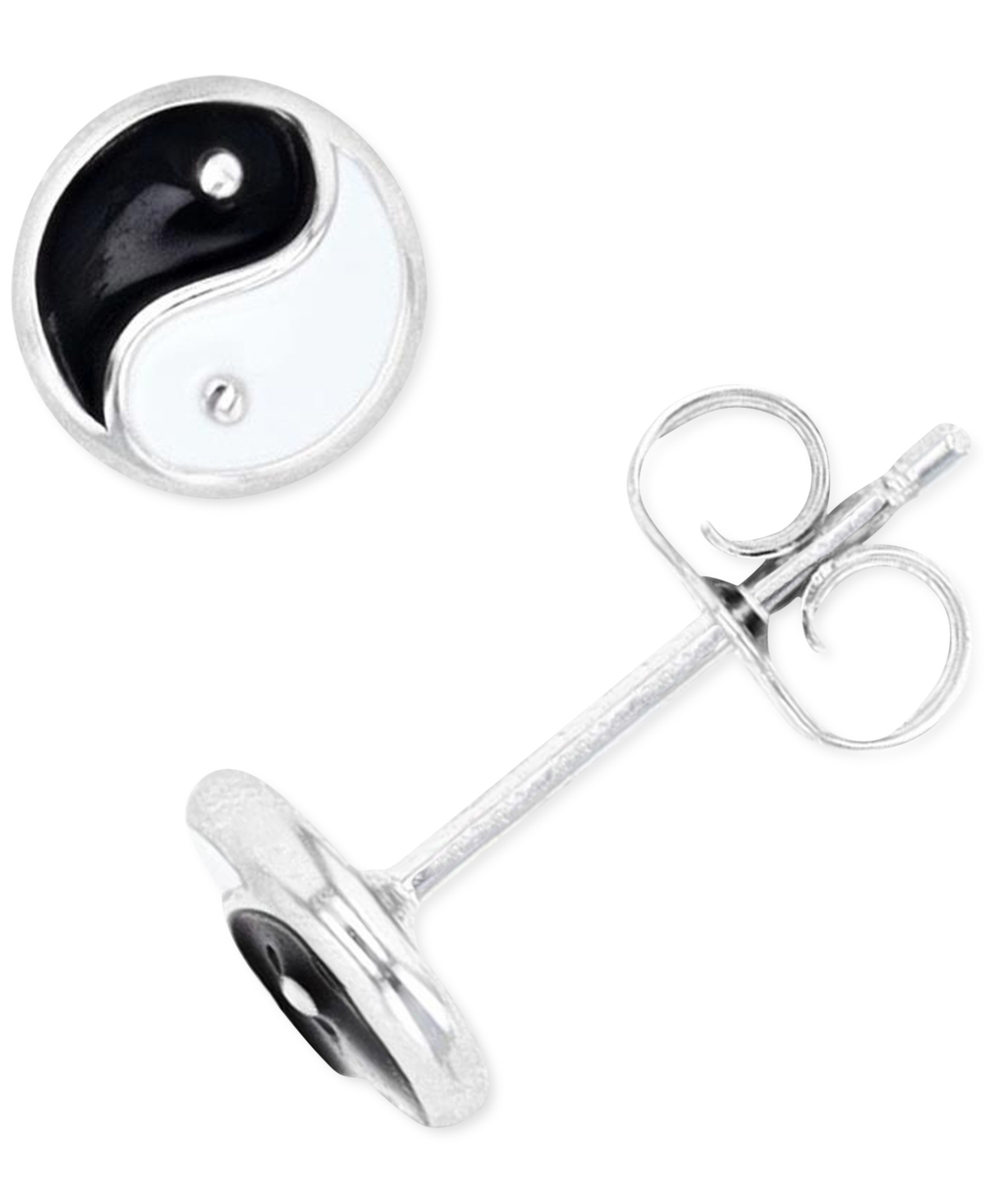 Yin Yang Stud Earrings or 14k Gold over Sterling Silver - STERLING SILVER