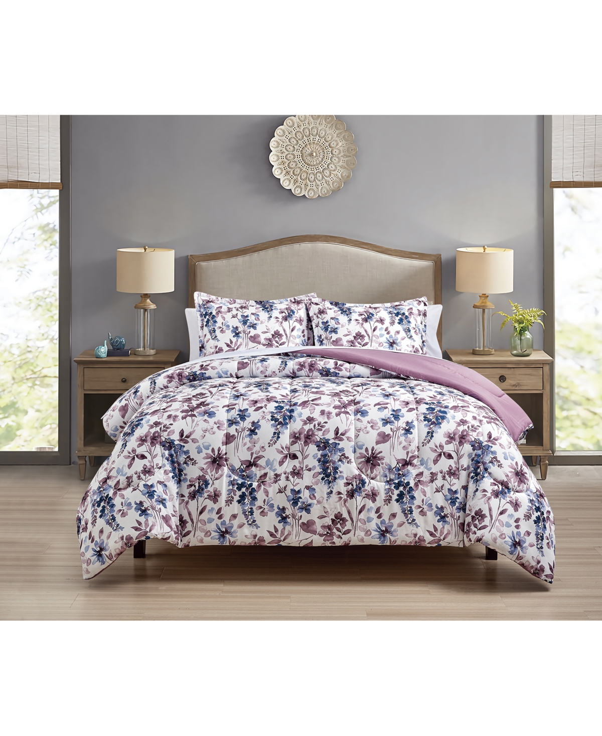 Sunham Daren 3-pc. Comforter Set, Created For Macy's In Purple
