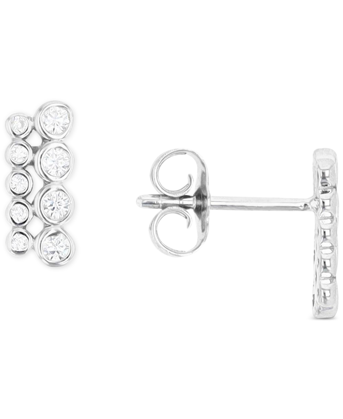 Macy's Cubic Zirconia Bar Stud Earrings In Sterling Silver Or 14k Gold Over Sterling Silver