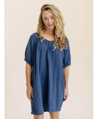 blue dress for baby girl Indigo Block Print Cotton Gauze Dress – Rootedbotanics